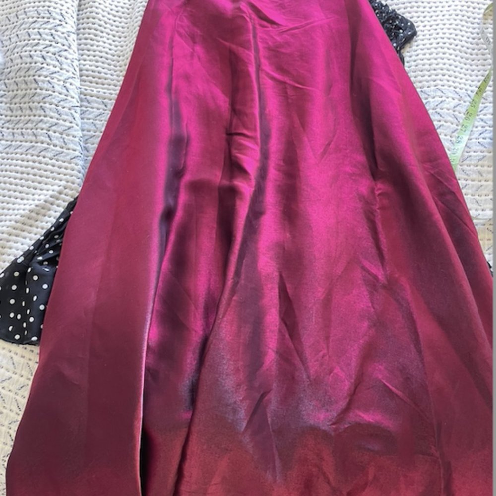 Vintage satin burgundy maxi skirt size S